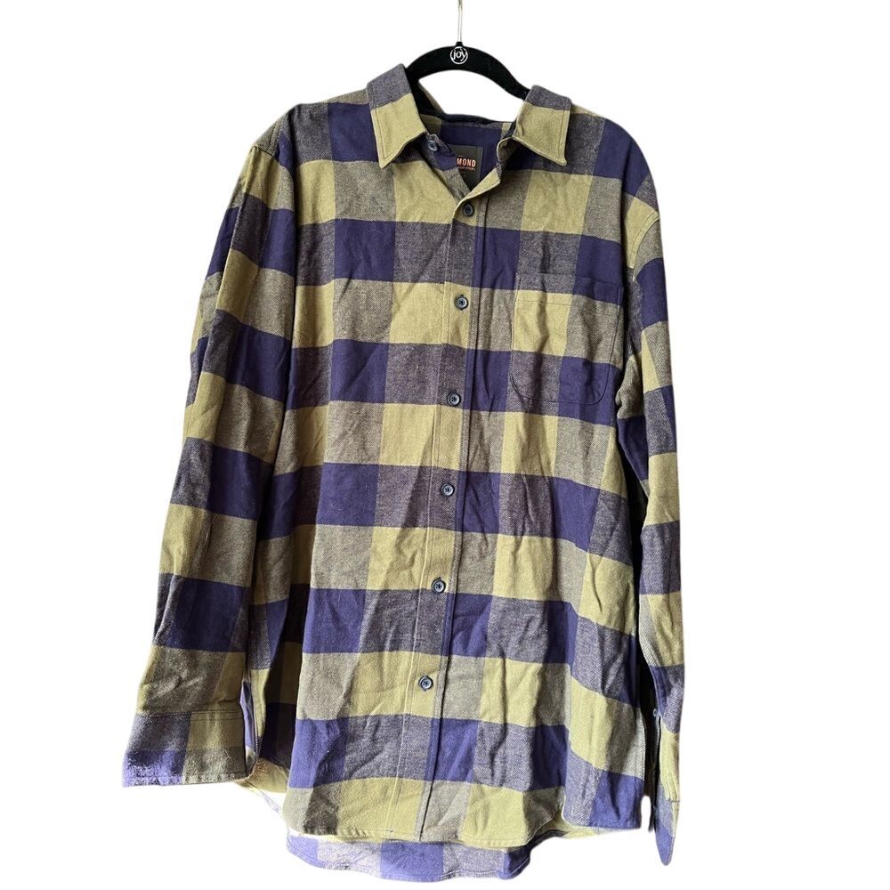 Redmond Flannel Shirt Plaid Button Up Long‎ Sleeve Olive Purple Size L